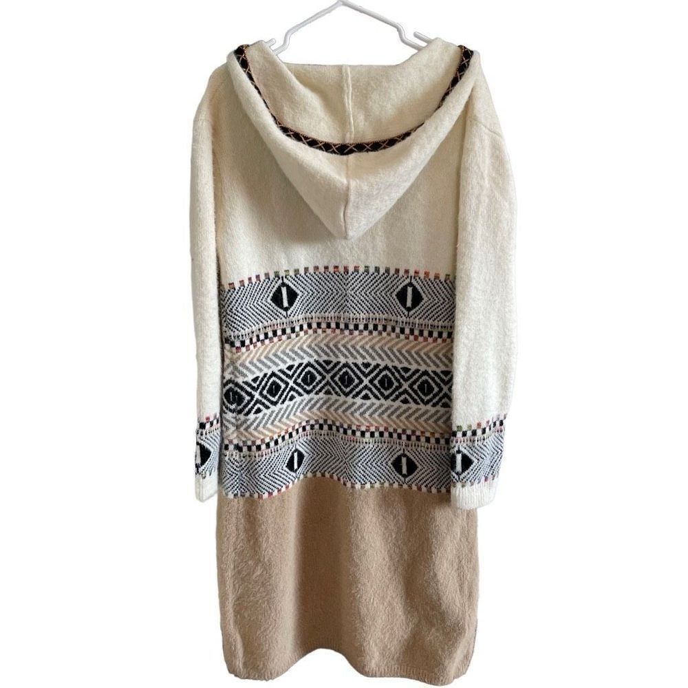 Label Of Love Duster Sweater Women S/M Neutral Tribal Knit Boho Long Sleeve Open
